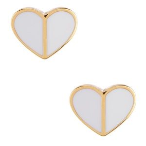 White Kate Spade Heritage Heart Earrings